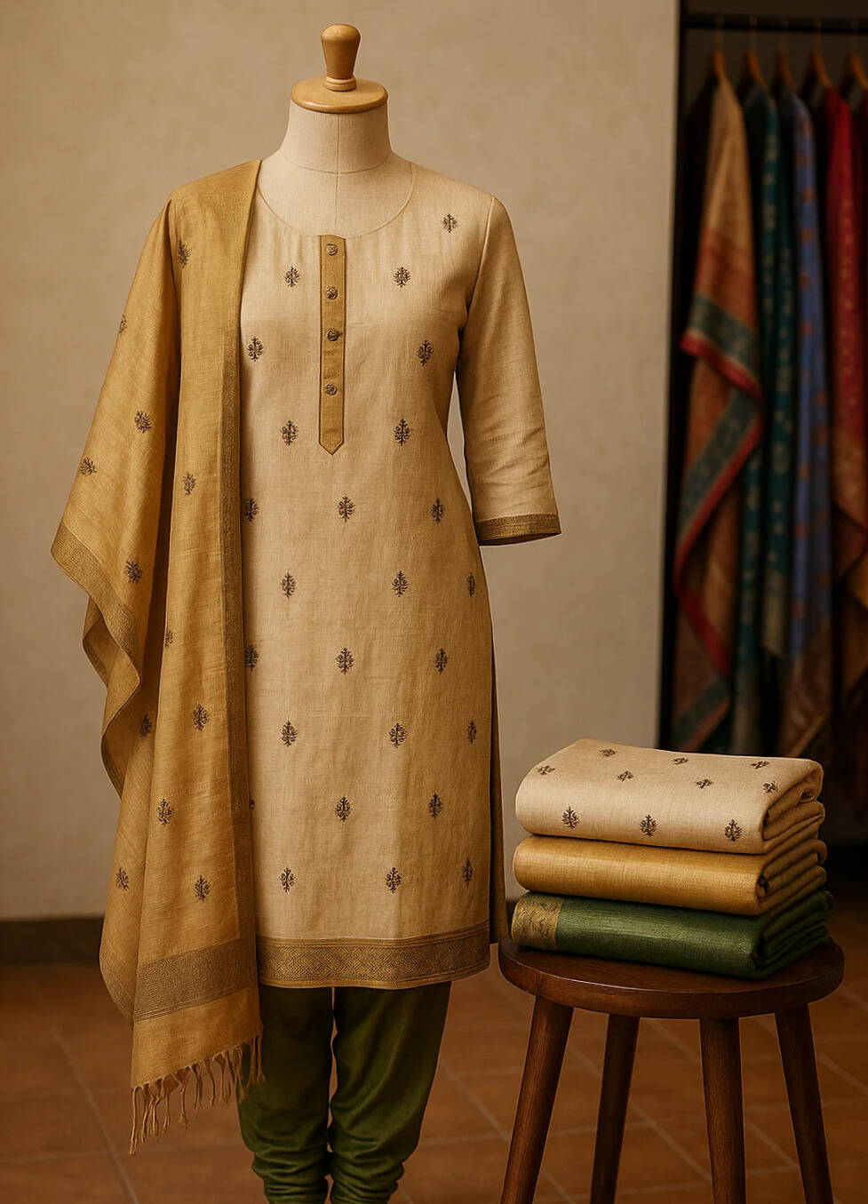 Dress material fabrics including cotton and silk
